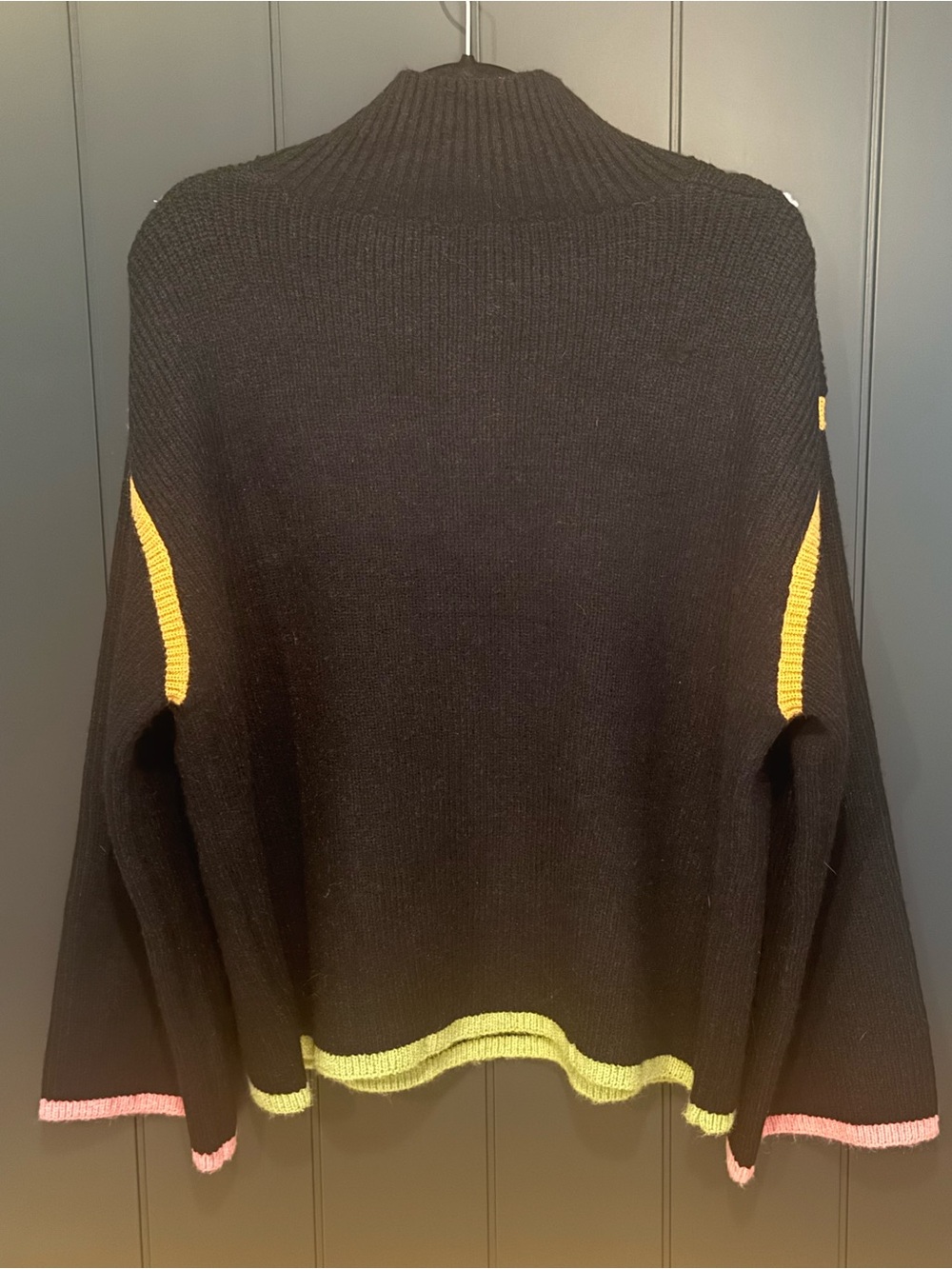 🎨 Entro Women’s Black Knit Contrast Trim Quarter Zip Sweater - Size L - Picture 10 of 11